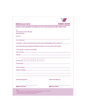 Wema Bank Reference Form