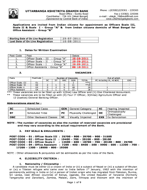 Uttarbanga Kshetriya Gramin Bank Form Fill Up