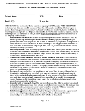 CROWN and BRIDGE PROSTHETICS CONSENT FORM