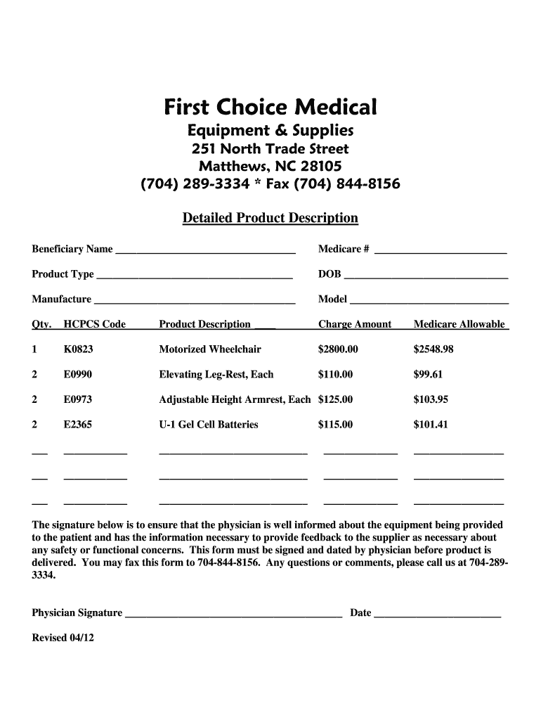  Description Form 2012-2024