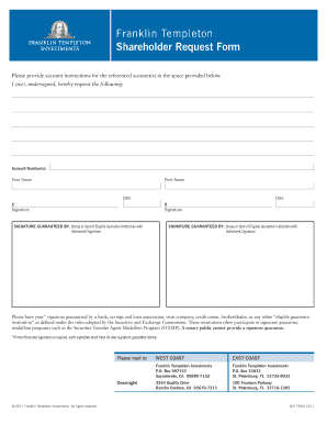 Franklin Templeton Shareholder Request Form