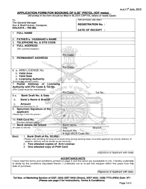 Pistol Price List  Form