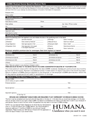 Humana Cobra Enrollment Form