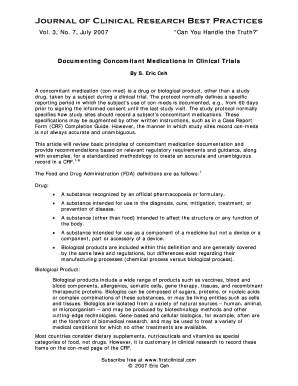 Documenting Concomitant Medications in Clinical Trials  Form