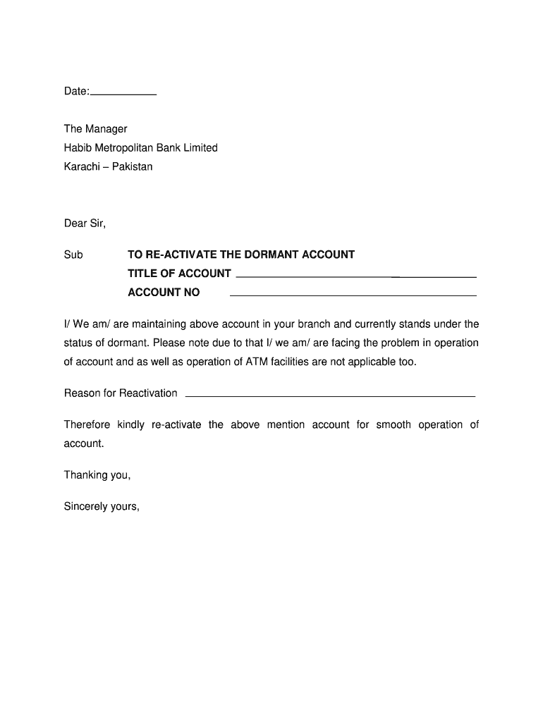 How To Write A Letter To Bank Manager To Reopen My Account Fill