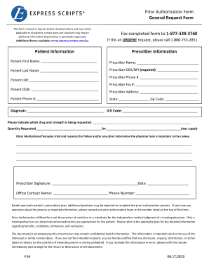 Express Scripts Prior Authorization Form PDF