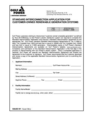 Gulf Power Interconnection Application  Form