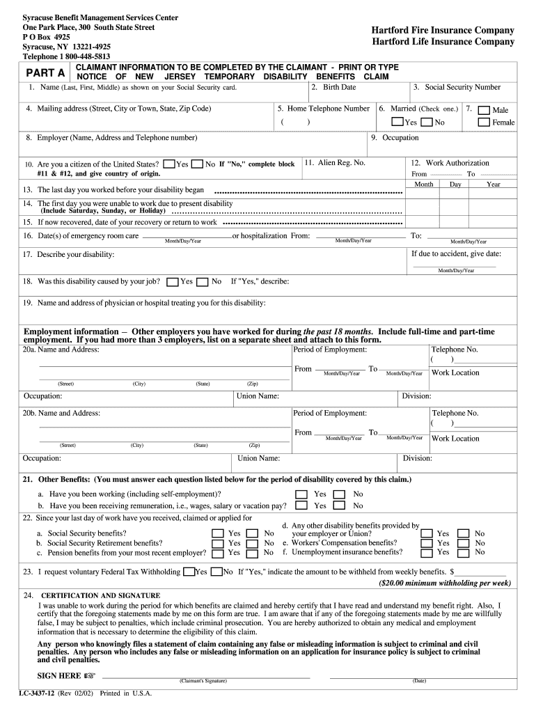  Nj State Disability Temporary Forms 2002-2024