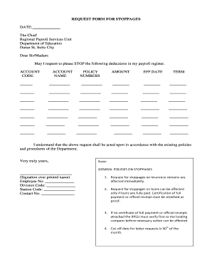  Stoppage Form Deped 2013