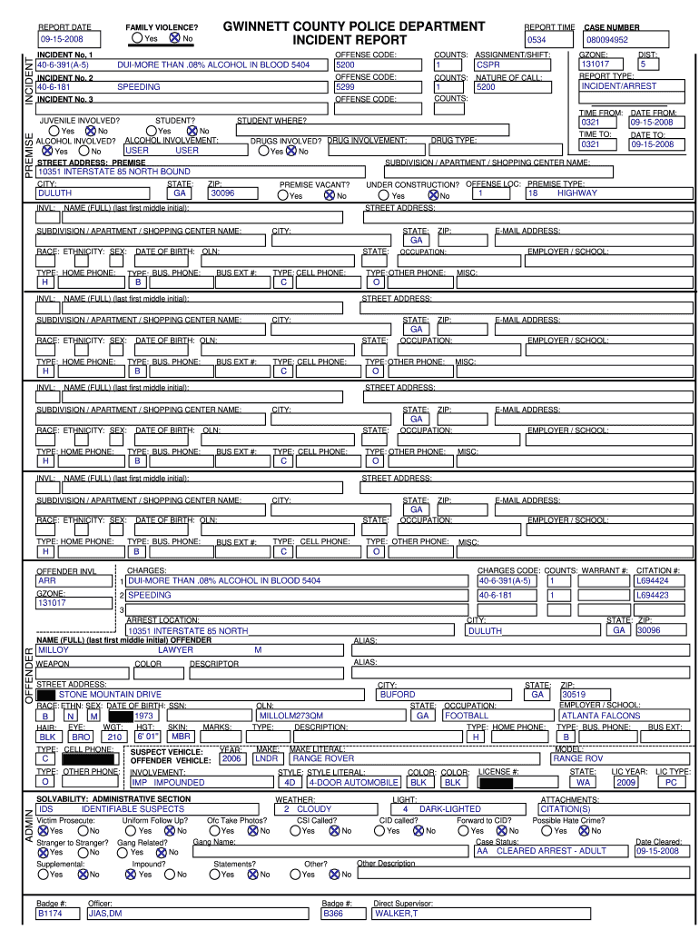 Gwinnett County Police Report Online  Form