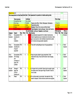 Mobile Catering Risk Assessment Example  Form