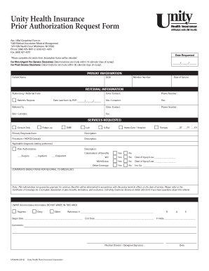 Prior Authorization Request Form Unity Health Insurance