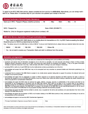 Boc Sms Alert Application Form