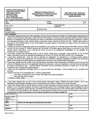 Oasas Criminal Background Check Unit Counsel&#039;s Office Trs 52 Form