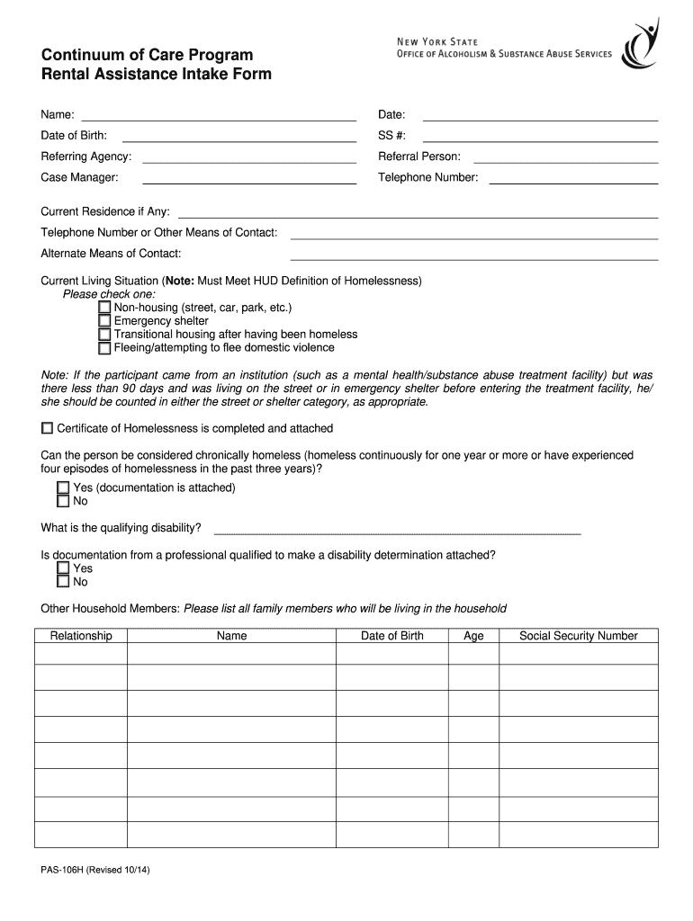 Homeless Shelter Intake Form