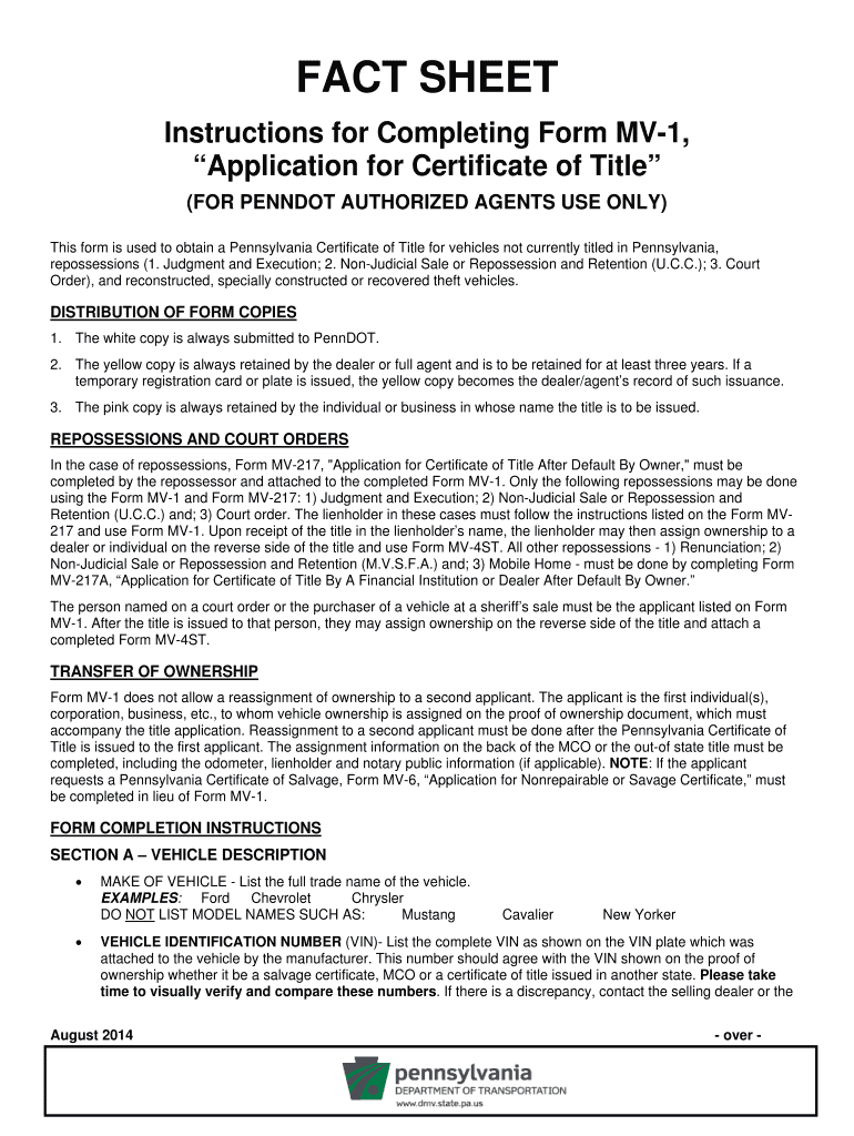  Penndot Mv1 Form 2014