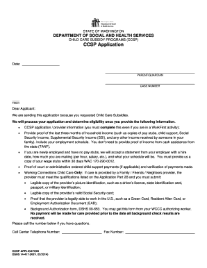 Dshs Child Care Application Forms