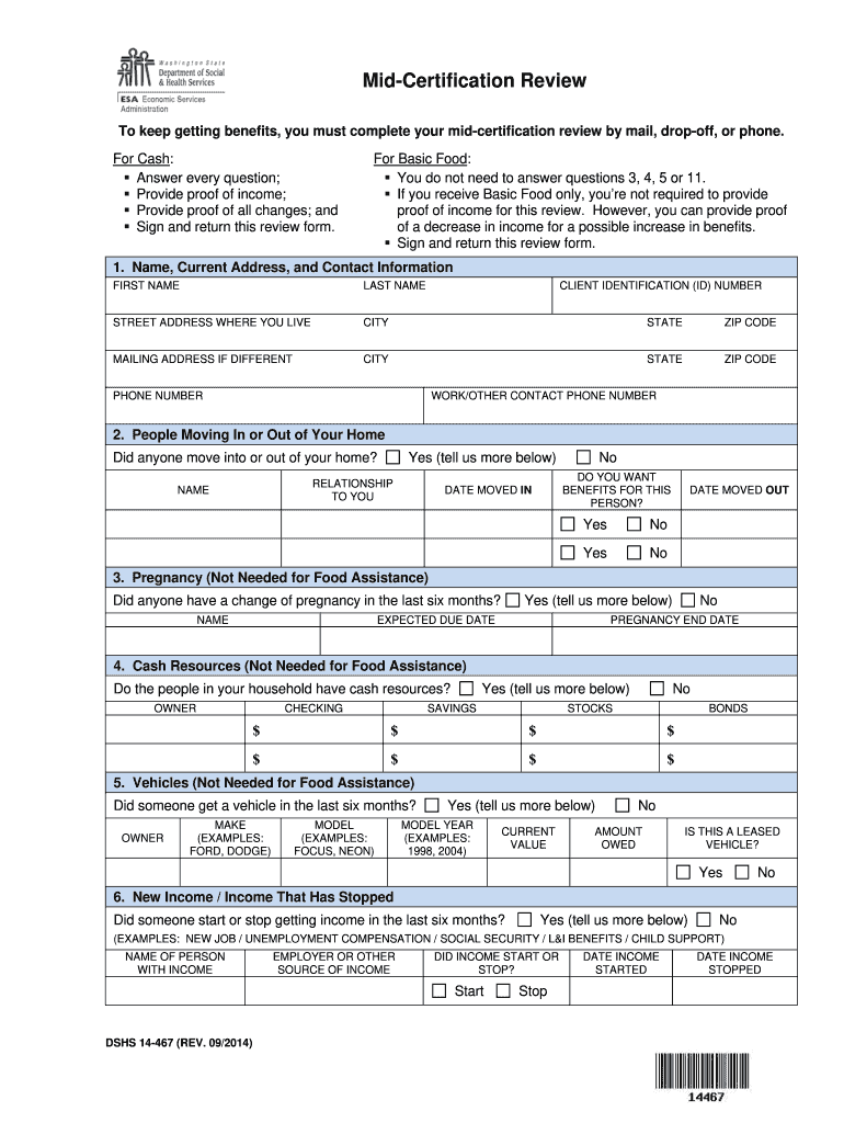  Washington State Food Stamp Application Form 2020-2024