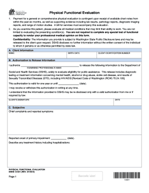 Dshs Physical Functional Evaluation  Form