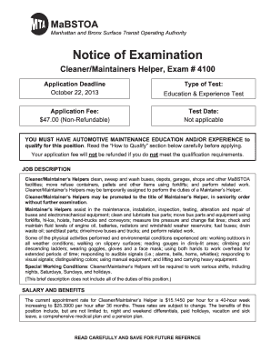 Mta Cleaner Application  Form