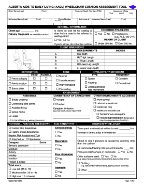 Aadl Cushion Assessment  Form