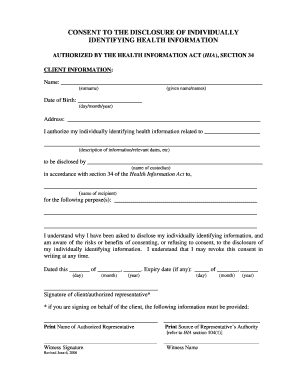 Section 34 Consent Form Alberta Health and Wellness