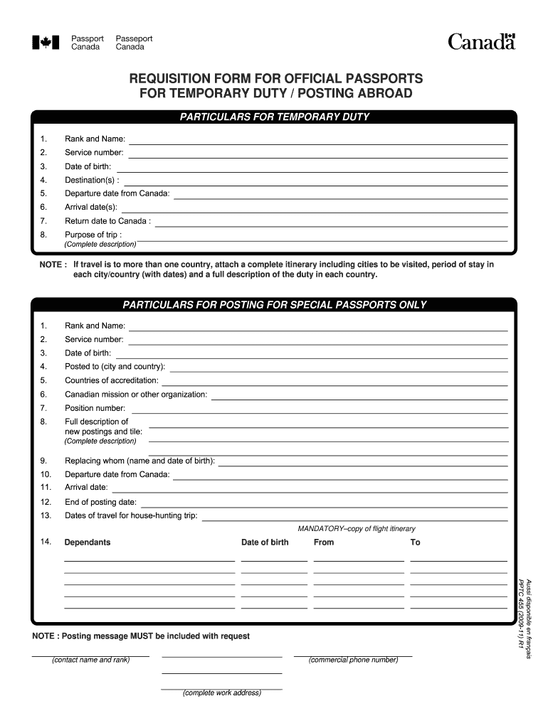  Passport Requisition Form 2009