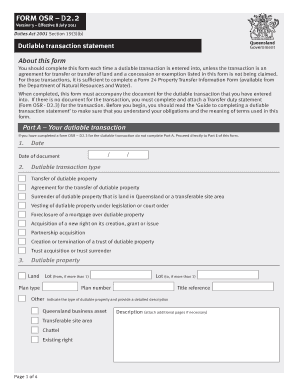 Osr Form D2 2