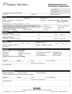 Employment Service Participant Registration Forms Ssb Gov on