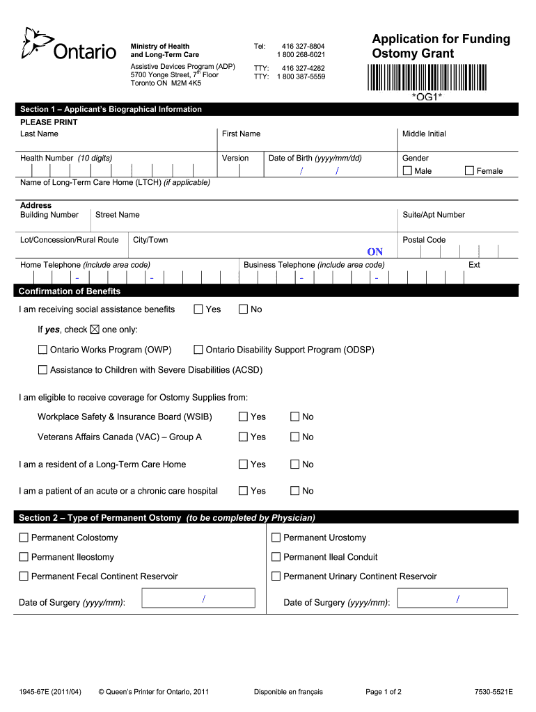 Application for Funding Ostomy Grant  Form