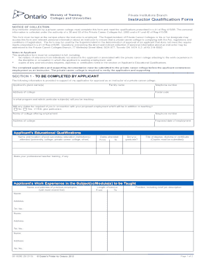 Instructor Qualification Form