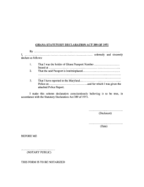 Statutory Declaration Act Ghana  Form