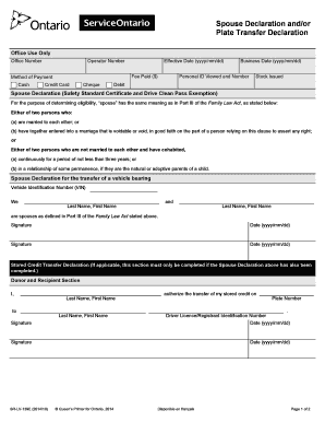 Plate Transfer Declaration  Form