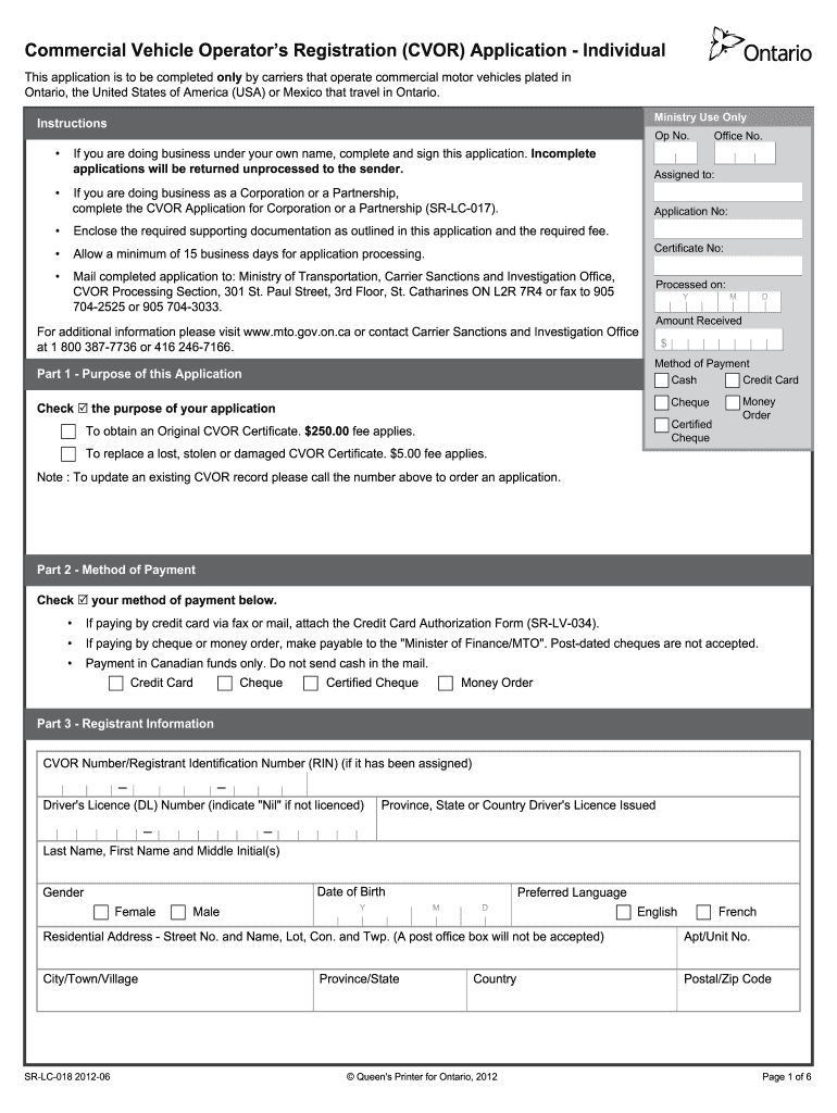 Cvor Application PDF  Form