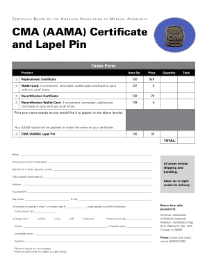 Aama Certification  Form