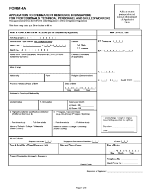 Application for Permanent Residence in Singapore Ica Gov  Form