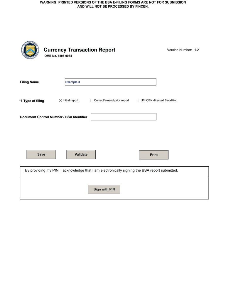 Currency Transaction Report Omb No 1506 0064  Form