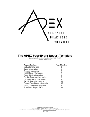 Apex Post Event Report Form