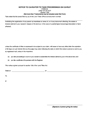 Caveat Notice to Take Proceedings Service Alberta Servicealberta Gov Ab  Form