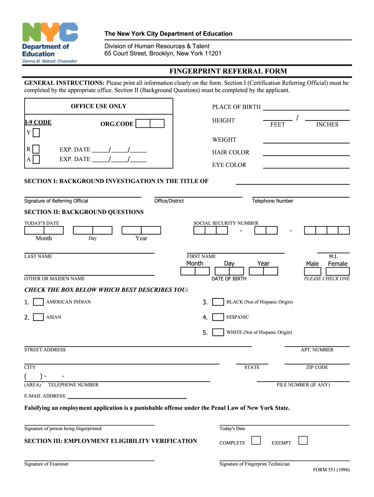 Nyc Doe Fingerprint Referral Form