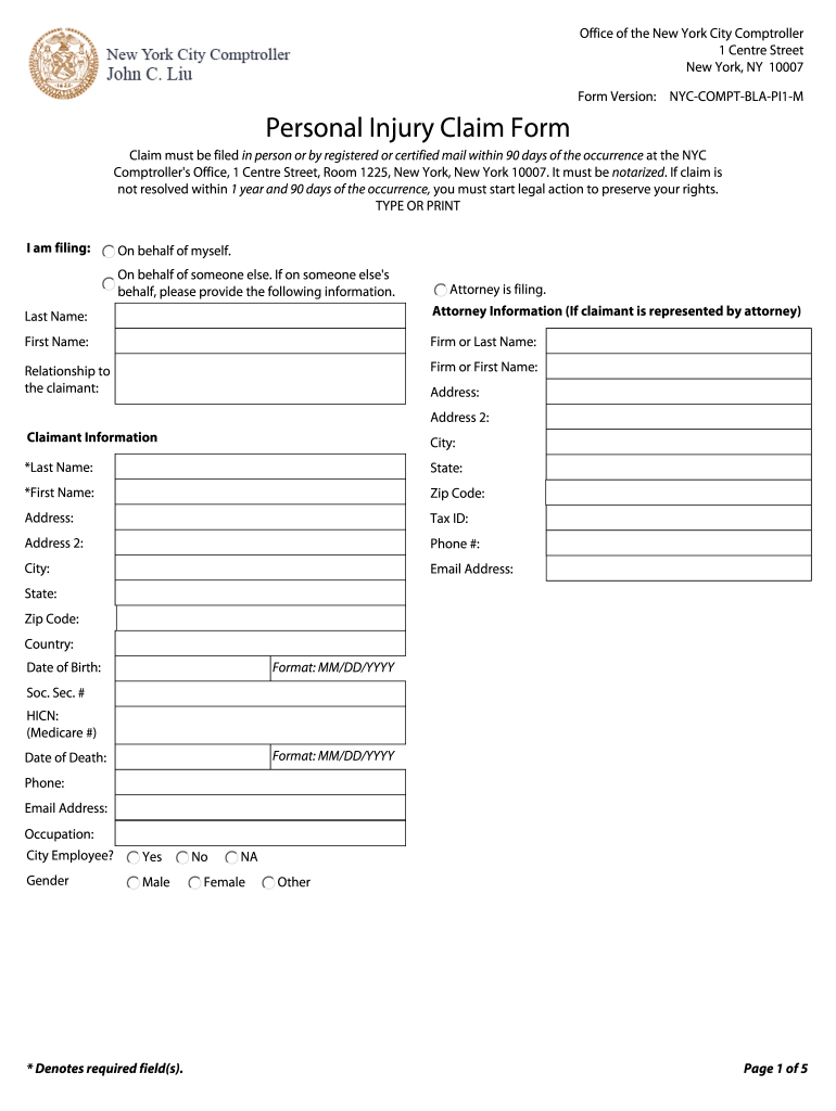 Get and Sign Comptroller Nyc Claim  Form