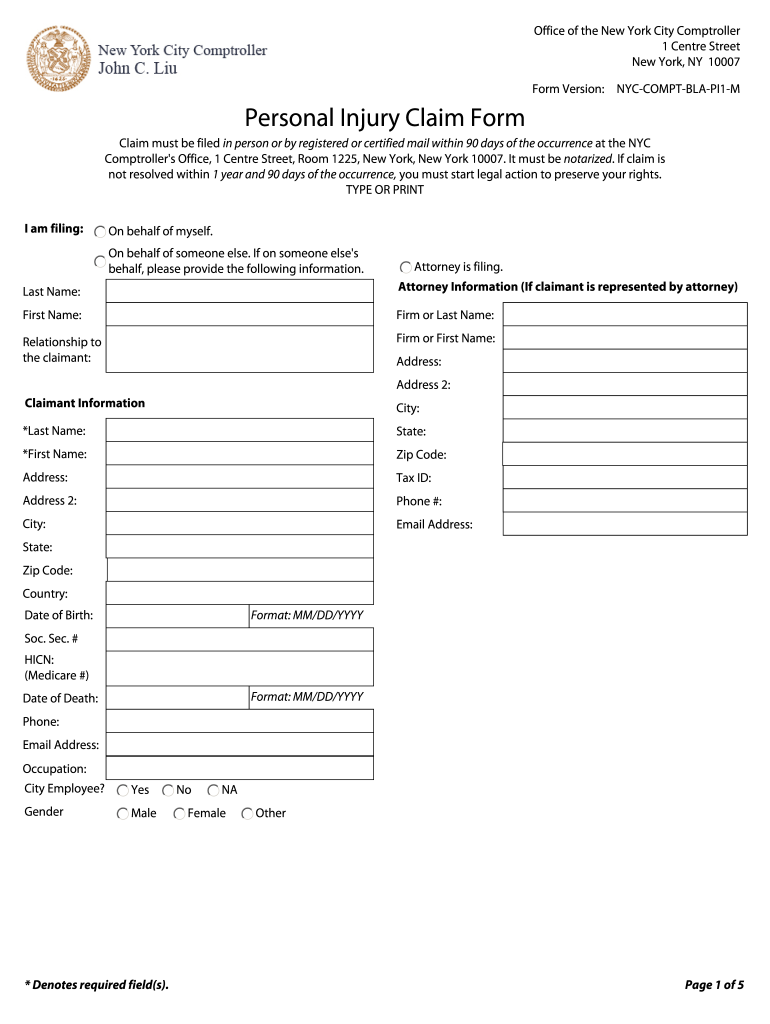 Comptroller Nyc Claim  Form