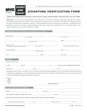 Signature Verification Form NYC Gov Nyc