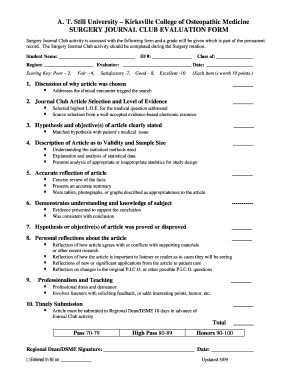 Evaluation Form for Journal Club Aacom