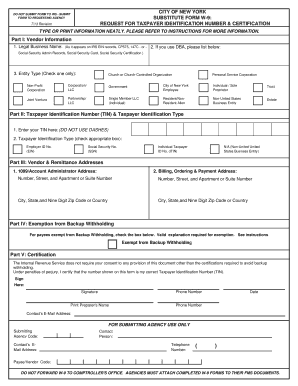 Substitute Form W 9 NYC Office of the Comptroller Comptroller Nyc