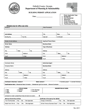 Dekalb County Ga Building Permit Fees  Form