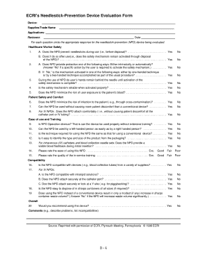 Osha Sharps Safety Evaluation Form