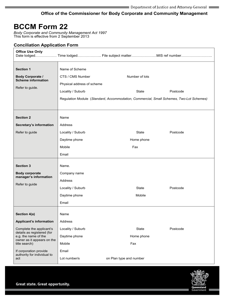  Bccm Form 22 2013-2024