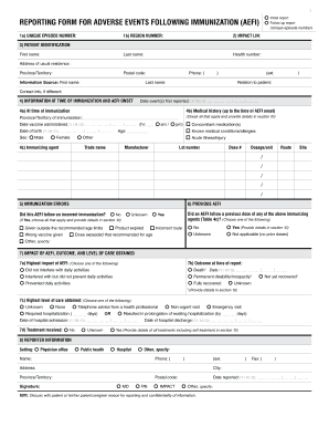 Aefi Reporting Format