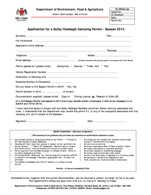 Sulby Camping  Form